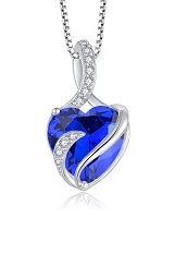 tiny silver heart infinity sapphire birthstone baby necklace